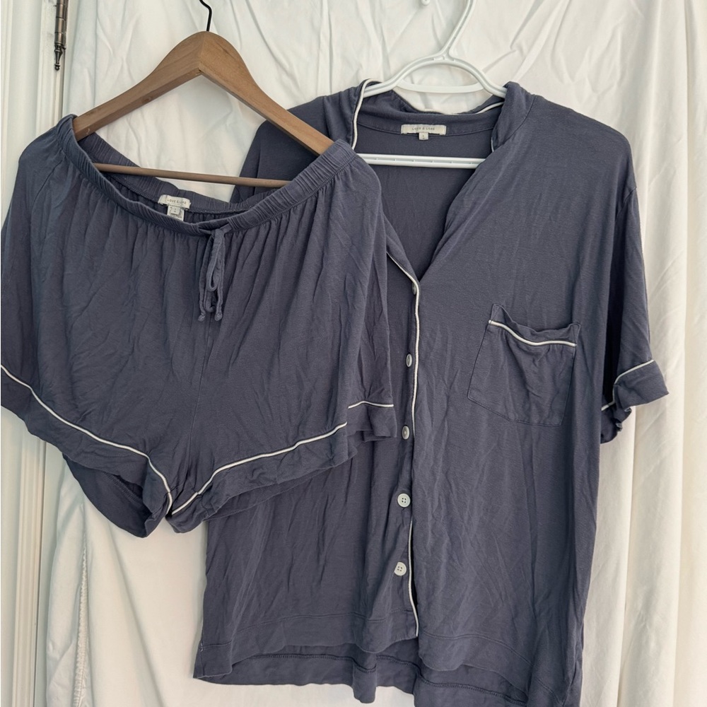 Gray Button-Up Pajama Set